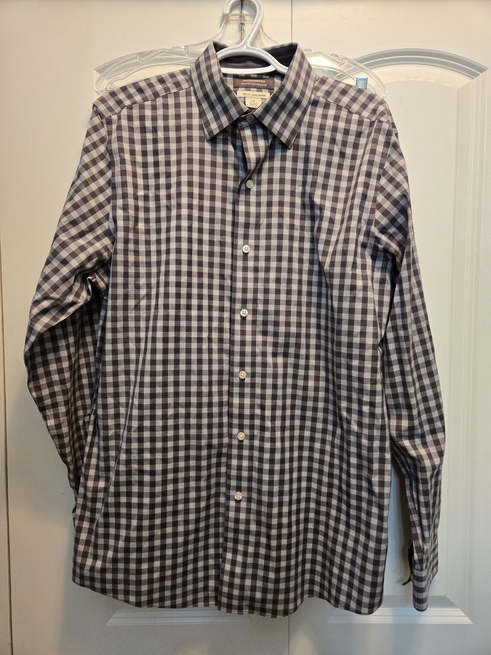 Denver Hayes Men's Check Dress Shirt - Gray & White Never Iron